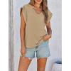 imageCicy Bell Womens Summer Cap Sleeve T Shirts Casual V Neck Tops Loose Fit Basic TeesKhaki