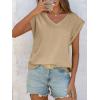 imageCicy Bell Womens Summer Cap Sleeve T Shirts Casual V Neck Tops Loose Fit Basic TeesKhaki