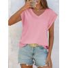 imageCicy Bell Womens Summer Cap Sleeve T Shirts Casual V Neck Tops Loose Fit Basic TeesPink