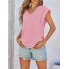 imageCicy Bell Womens Summer Cap Sleeve T Shirts Casual V Neck Tops Loose Fit Basic TeesPink