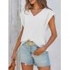 imageCicy Bell Womens Summer Cap Sleeve T Shirts Casual V Neck Tops Loose Fit Basic TeesWhite