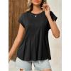 imageCicy Bell Womens Summer Peplum Blouse Casual Dressy Cap Sleeve Pleated Tops Ribbed Knit Crew Neck ShirtsBlack
