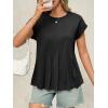 imageCicy Bell Womens Summer Peplum Blouse Casual Dressy Cap Sleeve Pleated Tops Ribbed Knit Crew Neck ShirtsBlack