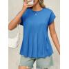 imageCicy Bell Womens Summer Peplum Blouse Casual Dressy Cap Sleeve Pleated Tops Ribbed Knit Crew Neck ShirtsBlue
