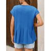 imageCicy Bell Womens Summer Peplum Blouse Casual Dressy Cap Sleeve Pleated Tops Ribbed Knit Crew Neck ShirtsBlue