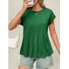 imageCicy Bell Womens Summer Peplum Blouse Casual Dressy Cap Sleeve Pleated Tops Ribbed Knit Crew Neck ShirtsGreen