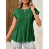 imageCicy Bell Womens Summer Peplum Blouse Casual Dressy Cap Sleeve Pleated Tops Ribbed Knit Crew Neck ShirtsGreen