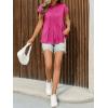 imageCicy Bell Womens Summer Peplum Blouse Casual Dressy Cap Sleeve Pleated Tops Ribbed Knit Crew Neck ShirtsRose Red