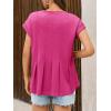 imageCicy Bell Womens Summer Peplum Blouse Casual Dressy Cap Sleeve Pleated Tops Ribbed Knit Crew Neck ShirtsRose Red