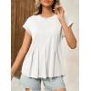 imageCicy Bell Womens Summer Peplum Blouse Casual Dressy Cap Sleeve Pleated Tops Ribbed Knit Crew Neck ShirtsWhite