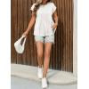 imageCicy Bell Womens Summer Peplum Blouse Casual Dressy Cap Sleeve Pleated Tops Ribbed Knit Crew Neck ShirtsWhite
