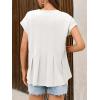 imageCicy Bell Womens Summer Peplum Blouse Casual Dressy Cap Sleeve Pleated Tops Ribbed Knit Crew Neck ShirtsWhite