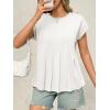 imageCicy Bell Womens Summer Peplum Blouse Casual Dressy Cap Sleeve Pleated Tops Ribbed Knit Crew Neck ShirtsWhite