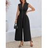 imageCicy Bell Womens V Neck Casual Dressy Jumpsuits Smocked Zip Up Sleeveless Wide Leg Jumpsuit Summer Teacher Work OutfitBlack