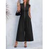 imageCicy Bell Womens V Neck Casual Dressy Jumpsuits Smocked Zip Up Sleeveless Wide Leg Jumpsuit Summer Teacher Work OutfitBlack