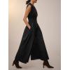 imageCicy Bell Womens V Neck Casual Dressy Jumpsuits Smocked Zip Up Sleeveless Wide Leg Jumpsuit Summer Teacher Work OutfitBlack