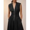 imageCicy Bell Womens V Neck Casual Dressy Jumpsuits Smocked Zip Up Sleeveless Wide Leg Jumpsuit Summer Teacher Work OutfitBlack