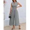 imageCicy Bell Womens V Neck Casual Dressy Jumpsuits Smocked Zip Up Sleeveless Wide Leg Jumpsuit Summer Teacher Work OutfitGrey