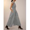 imageCicy Bell Womens V Neck Casual Dressy Jumpsuits Smocked Zip Up Sleeveless Wide Leg Jumpsuit Summer Teacher Work OutfitGrey