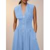imageCicy Bell Womens V Neck Casual Dressy Jumpsuits Smocked Zip Up Sleeveless Wide Leg Jumpsuit Summer Teacher Work OutfitSky Blue