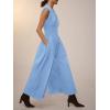 imageCicy Bell Womens V Neck Casual Dressy Jumpsuits Smocked Zip Up Sleeveless Wide Leg Jumpsuit Summer Teacher Work OutfitSky Blue