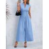 imageCicy Bell Womens V Neck Casual Dressy Jumpsuits Smocked Zip Up Sleeveless Wide Leg Jumpsuit Summer Teacher Work OutfitSky Blue