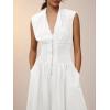 imageCicy Bell Womens V Neck Casual Dressy Jumpsuits Smocked Zip Up Sleeveless Wide Leg Jumpsuit Summer Teacher Work OutfitWhite