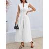 imageCicy Bell Womens V Neck Casual Dressy Jumpsuits Smocked Zip Up Sleeveless Wide Leg Jumpsuit Summer Teacher Work OutfitWhite