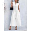 imageCicy Bell Womens V Neck Casual Dressy Jumpsuits Smocked Zip Up Sleeveless Wide Leg Jumpsuit Summer Teacher Work OutfitWhite