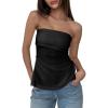 imageCicy Bell Womens Strapless Tube Tops Fitted Ribbed Knit Y2K Going Out T Shirts Summer Side Zipper Backless Bandeau TopsBlack