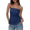 imageCicy Bell Womens Strapless Tube Tops Fitted Ribbed Knit Y2K Going Out T Shirts Summer Side Zipper Backless Bandeau TopsNavy