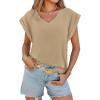 imageCicy Bell Womens Summer Cap Sleeve T Shirts Casual V Neck Tops Loose Fit Basic TeesKhaki