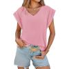 imageCicy Bell Womens Summer Cap Sleeve T Shirts Casual V Neck Tops Loose Fit Basic TeesPink
