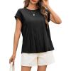 imageCicy Bell Womens Summer Peplum Blouse Casual Dressy Cap Sleeve Pleated Tops Ribbed Knit Crew Neck ShirtsBlack