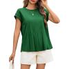 imageCicy Bell Womens Summer Peplum Blouse Casual Dressy Cap Sleeve Pleated Tops Ribbed Knit Crew Neck ShirtsGreen