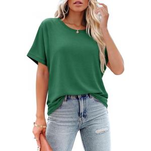 imageCicy Bell Womens Oversized Tshirts Summer Casual Short Sleeve Round Neck Tops Loose Fit Basic Tee ShirtsDark Green