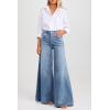 imageCicy Bell Womens Baggy Wide Leg Jeans High Waisted Boyfriend Loose Fit Bell Bottom Stretchy Denim Pants with PocketsBlue