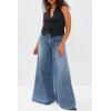 imageCicy Bell Womens Baggy Wide Leg Jeans High Waisted Boyfriend Loose Fit Bell Bottom Stretchy Denim Pants with PocketsBlue