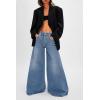 imageCicy Bell Womens Baggy Wide Leg Jeans High Waisted Boyfriend Loose Fit Bell Bottom Stretchy Denim Pants with PocketsBlue