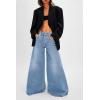 imageCicy Bell Womens Baggy Wide Leg Jeans High Waisted Boyfriend Loose Fit Bell Bottom Stretchy Denim Pants with PocketsLight Blue