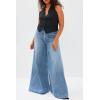 imageCicy Bell Womens Baggy Wide Leg Jeans High Waisted Boyfriend Loose Fit Bell Bottom Stretchy Denim Pants with PocketsLight Blue