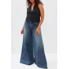 imageCicy Bell Womens Baggy Wide Leg Jeans High Waisted Boyfriend Loose Fit Bell Bottom Stretchy Denim Pants with PocketsNavy