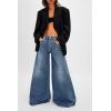 imageCicy Bell Womens Baggy Wide Leg Jeans High Waisted Boyfriend Loose Fit Bell Bottom Stretchy Denim Pants with PocketsNavy