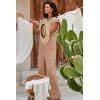 imageCicy Bell Womens Casual Striped Jumpsuits Summer Cap Sleeve Wide Leg Jumper Romper Button Down Travel Beach OutfitsBeige