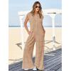 imageCicy Bell Womens Casual Striped Jumpsuits Summer Cap Sleeve Wide Leg Jumper Romper Button Down Travel Beach OutfitsBeige