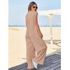 imageCicy Bell Womens Casual Striped Jumpsuits Summer Cap Sleeve Wide Leg Jumper Romper Button Down Travel Beach OutfitsBeige