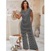 imageCicy Bell Womens Casual Striped Jumpsuits Summer Cap Sleeve Wide Leg Jumper Romper Button Down Travel Beach OutfitsBlack