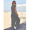 imageCicy Bell Womens Casual Striped Jumpsuits Summer Cap Sleeve Wide Leg Jumper Romper Button Down Travel Beach OutfitsBlack