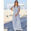 imageCicy Bell Womens Casual Striped Jumpsuits Summer Cap Sleeve Wide Leg Jumper Romper Button Down Travel Beach OutfitsBlue