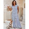 imageCicy Bell Womens Casual Striped Jumpsuits Summer Cap Sleeve Wide Leg Jumper Romper Button Down Travel Beach OutfitsBlue
